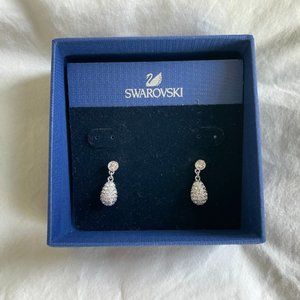 Swarovski Pave Crystal Teardrop Earrings, Palladium Heloise